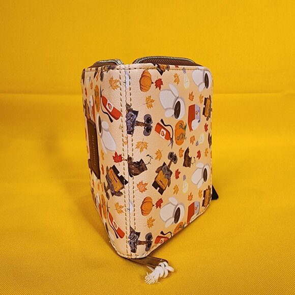Loungefly Disney Pixar WALL-E & Eve Fall Autum Leaf Pumpkin Icons Zipper Wallet - Picture 12 of 13